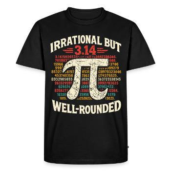 Conception irrationnelle mais complète des mathématiques du Pi Day - T-shirt Premium bio Homme - noir - Devant - Nico (187cm)
