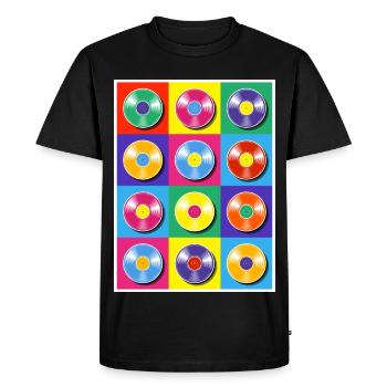 Collage Pop Art d’albums vinyles - T-shirt Premium bio Homme - noir - Devant - Nico (187cm)