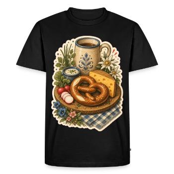 Snack Bretzel au fromage - T-shirt Premium bio Homme - noir - Devant - Nico (187cm)