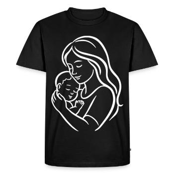 Mère tenant un enfant – Design de maman aimante - T-shirt Premium bio Homme - noir - Devant - Nico (187cm)