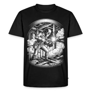 Welder at work craft profession. - Men's Premium Organic T-Shirt - black - Front - Nico (187cm)