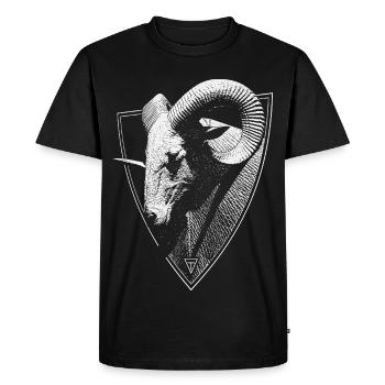 La tête de Ram dans les armoiries - T-shirt Premium bio Homme - noir - Devant - Nico (187cm)