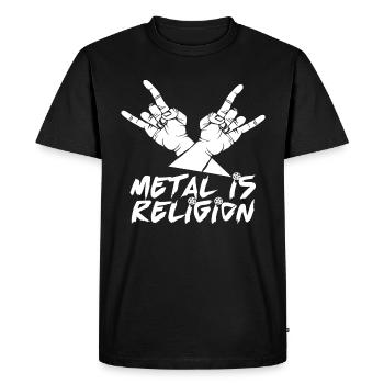 Heavy metal proverbe Metal Is Religion Headbanger - T-shirt Premium bio Homme - noir - Devant - Nico (187cm)