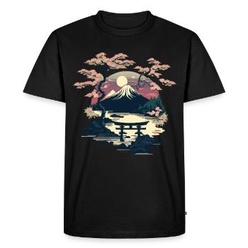 Paysage japonais minimaliste - T-shirt Premium bio Homme - noir - Devant - Nico (187cm)