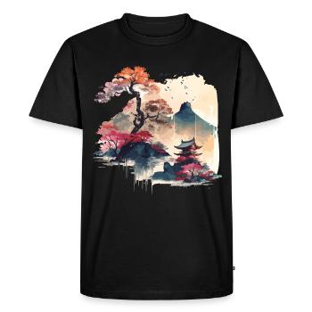 Art japonais - T-shirt Premium bio Homme - noir - Devant - Nico (187cm)