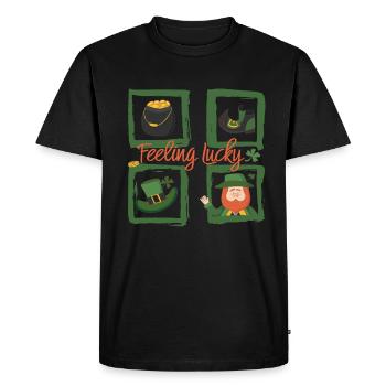Être heureux - se sentir chanceux St. Patricks jour - T-shirt Premium bio Homme - noir - Devant - Nico (187cm)
