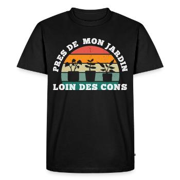 Jardinage près de mon jardin humour cadeau vintage - T-shirt Premium bio Homme - noir - Devant - Nico (187cm)