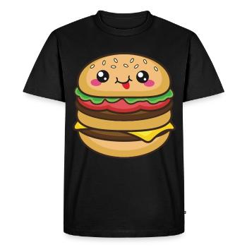 Mignon burger grand Smile Kawaii - T-shirt Premium bio Homme - noir - Devant - Nico (187cm)