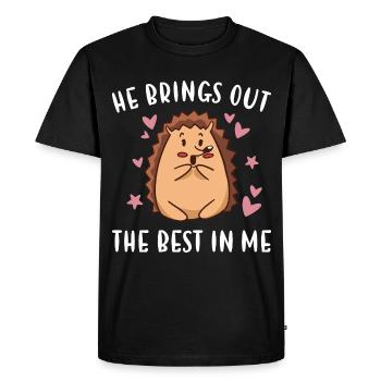 Hedgie He Brings Out The Best In Me Hedgehog - Men's Premium Organic T-Shirt - black - Front - Nico (187cm)
