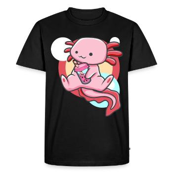 Axolotl and Bubble Tea - Men's Premium Organic T-Shirt - black - Front - Nico (187cm)