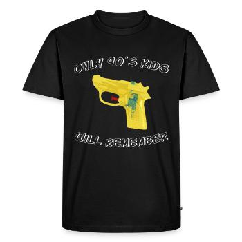90s 90s enfance pistolet à eau disant rétro - T-shirt Premium bio Homme - noir - Devant - Nico (187cm)