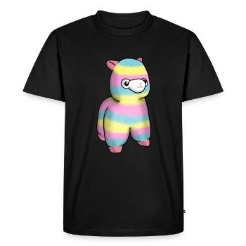 Rainbow alpaca llama cuddly toy llama - Men's Premium Organic T-Shirt - black - Front - Nico (187cm)