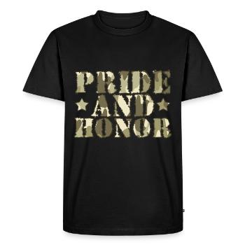 PRIDE AND HONOR military army - Men's Premium Organic T-Shirt - black - Front - Nico (187cm)
