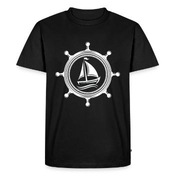 Sailboat ship captain sailing steering wheel - Men's Premium Organic T-Shirt - black - Front - Nico (187cm)