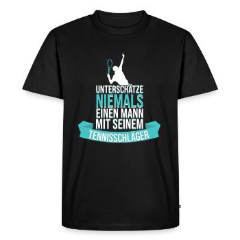 Tennis saying tennis racket funny - Men's Premium Organic T-Shirt - black - Front - Nico (187cm)
