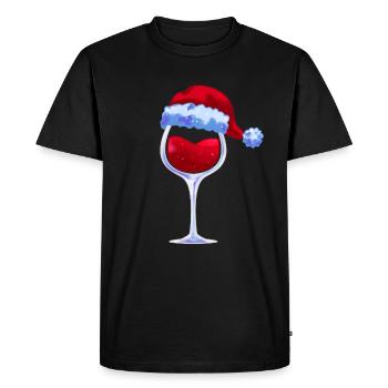 Vin verre à vin père noël chapeau de noël - T-shirt Premium bio Homme - noir - Devant - Nico (187cm)