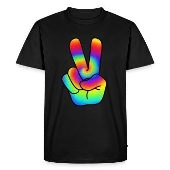 Hippie Peace Victorie signe signe de paix - T-shirt Premium bio Homme - noir - Devant - Nico (187cm)