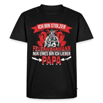 Feuerwehrmann Feuerwehr Papa Vater Motiv Spruch - Männer Premium Bio T-Shirt - Schwarz - Vorne - Nico (187cm)