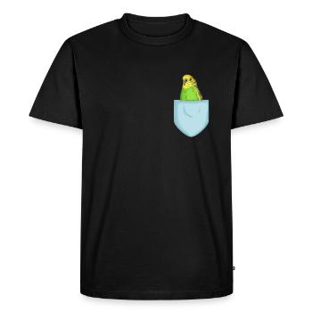 Perruche poitrine poche mignon oiseau animal de compagnie - T-shirt Premium bio Homme - noir - Devant - Nico (187cm)