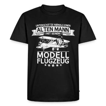 Modellflugzeug Modellbau Flugzeugmodell Spruch Opa - Männer Premium Bio T-Shirt - Schwarz - Vorne - Nico (187cm)