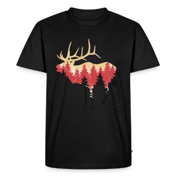 Orignal, cerf, élan, forêt, animal, forêt, animaux - T-shirt Premium bio Homme - noir - Devant - Nico (187cm)