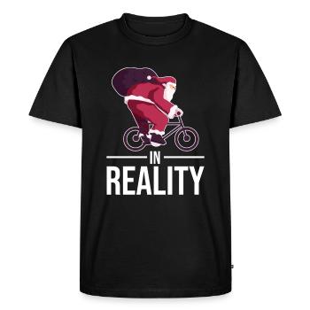 Père Noël vélo drôle sort - T-shirt Premium bio Homme - noir - Devant - Nico (187cm)