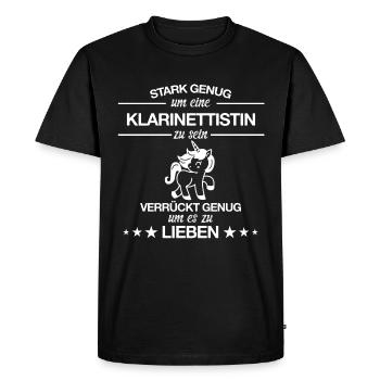Klarinette Klarinettistin Einhorn Spruch Musik - Männer Premium Bio T-Shirt - Schwarz - Vorne - Nico (187cm)