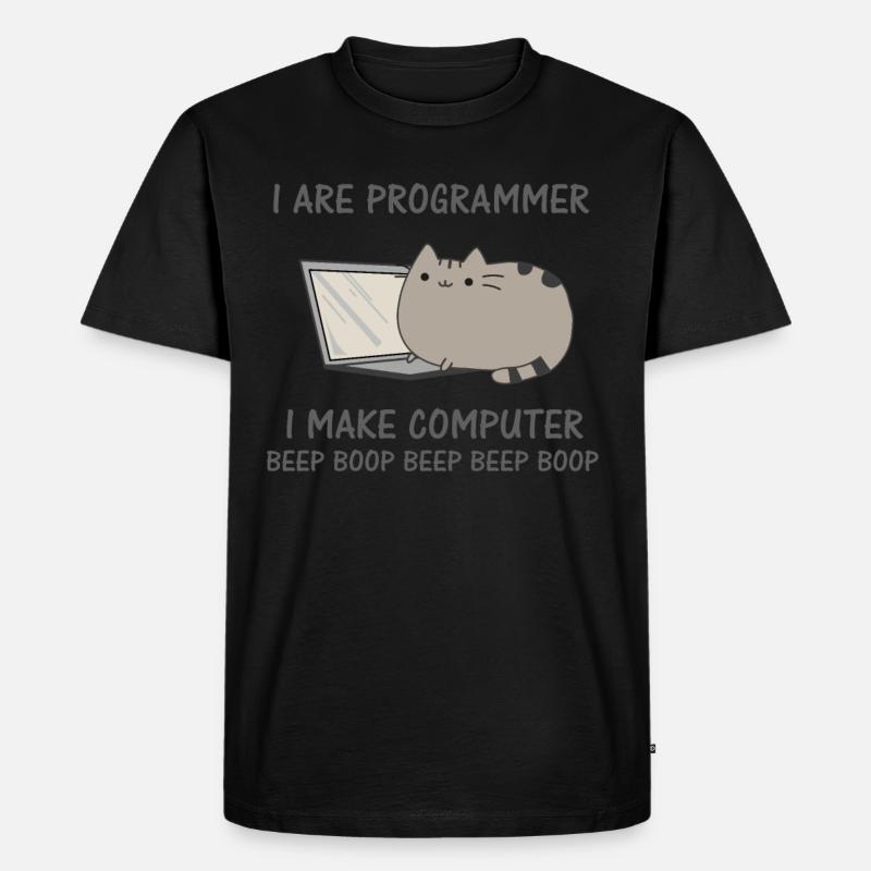 Programierer lustige Katze Computer Nerd - Männer Premium Bio T-Shirt - Schwarz