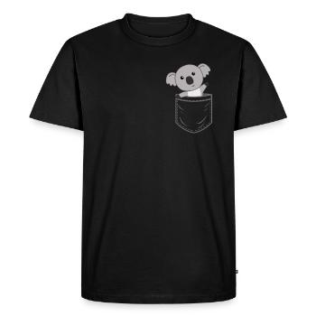 Koala dans la poche poitrine Poche koalas Poche koala - T-shirt Premium bio Homme - noir - Devant - Nico (187cm)