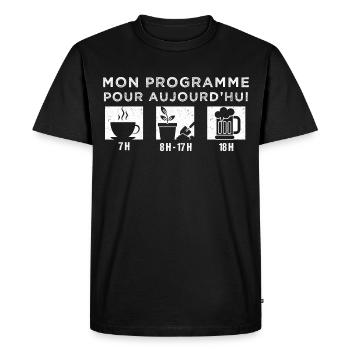 Mon programme jardiner humour jardinage cadeau - T-shirt Premium bio Homme - noir - Devant - Nico (187cm)