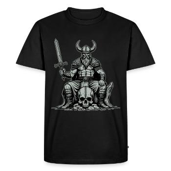 Viking with sword on a skull - Men's Premium Organic T-Shirt - black - Front - Nico (187cm)