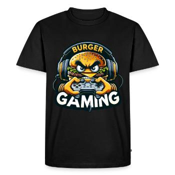 A burger that plays video games - Men's Premium Organic T-Shirt - black - Front - Nico (187cm)