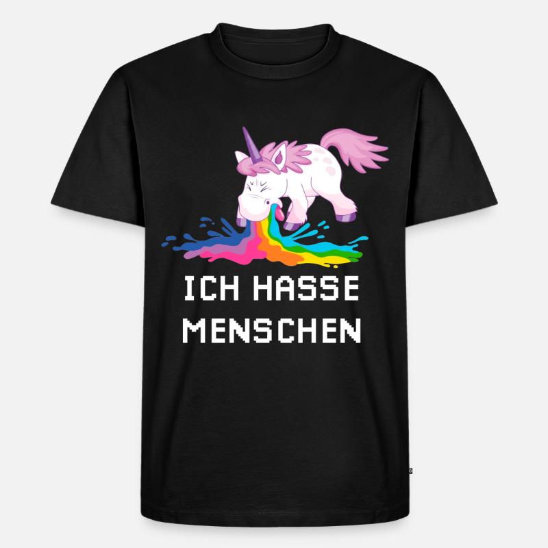 Ich hasse Menschen Einhorn - Männer Premium Bio T-Shirt - Schwarz