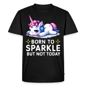 Née pour briller mais pas aujourd’hui licorne - T-shirt Premium bio Homme - noir - Devant - Nico (187cm)