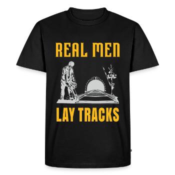 De vrais gars posent des rails - T-shirt Premium bio Homme - noir - Devant - Nico (187cm)