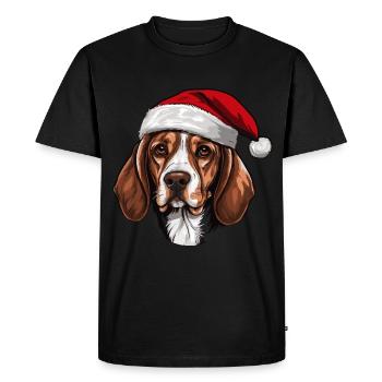 Beagle Dog Head Christmas Christmas - Men's Premium Organic T-Shirt - black - Front - Nico (187cm)