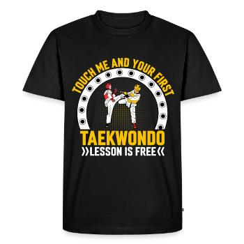 Touchez-moi et votre premier cours de taekwondo est gratuit - T-shirt Premium bio Homme - noir - Devant - Nico (187cm)
