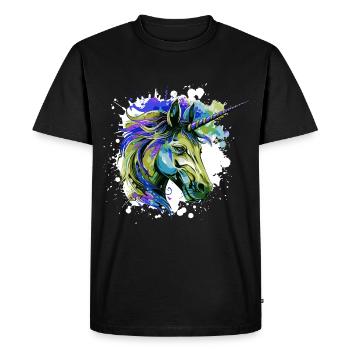 Portrait De Tête De Licorne Coloré - T-shirt Premium bio Homme - noir - Devant - Nico (187cm)