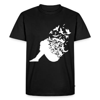 Triste emo solitaire dissoudre les oiseaux - T-shirt Premium bio Homme - noir - Devant - Nico (187cm)