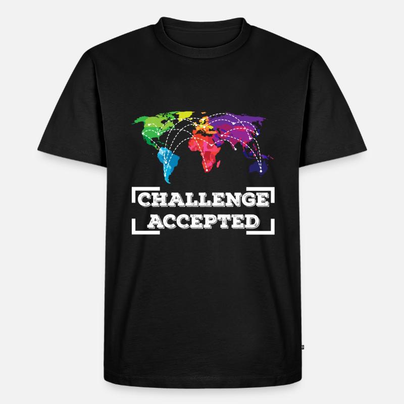 TRAVELING: Challenge Accepted - Männer Premium Bio T-Shirt - Schwarz