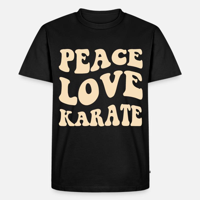 Frieden, Liebe, Karate - Männer Premium Bio T-Shirt - Schwarz