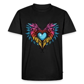 Heart Wings - Men's Premium Organic T-Shirt - black - Front - Nico (187cm)