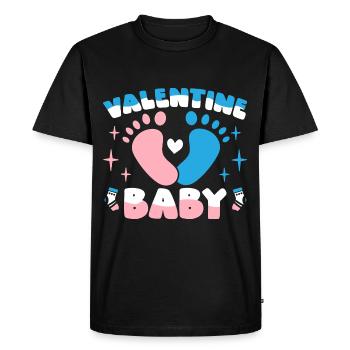Saint-Valentin Anniversaire Naissance de bébé 14 février - T-shirt Premium bio Homme - noir - Devant - Nico (187cm)