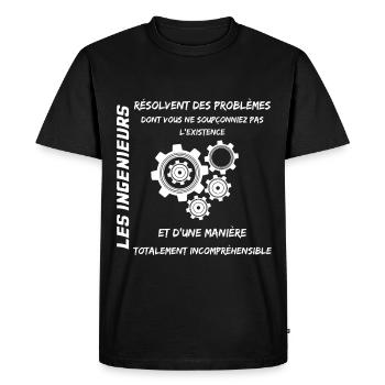 Les Ingénieurs - T-shirt Premium bio Homme - noir - Devant - Nico (187cm)