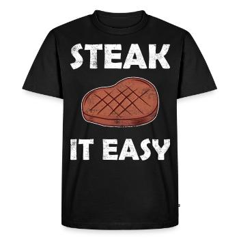 Steak it Easy - dicton drôle griller - T-shirt Premium bio Homme - noir - Devant - Nico (187cm)