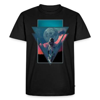 Space Man Astronau Alunissage Vaporwave Art - T-shirt Premium bio Homme - noir - Devant - Nico (187cm)