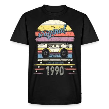 Cassette d’anniversaire des années 1990 Original - T-shirt Premium bio Homme - noir - Devant - Nico (187cm)
