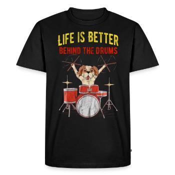Batteur batterie batteur batterie chien chien - T-shirt Premium bio Homme - noir - Devant - Nico (187cm)