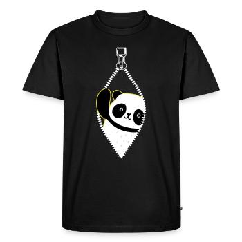 Panda from the zipper - Men's Premium Organic T-Shirt - black - Front - Nico (187cm)