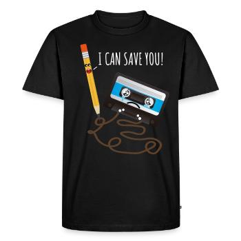Cassette et stylo costume de musique rétro des années 90 drôle - T-shirt Premium bio Homme - noir - Devant - Nico (187cm)